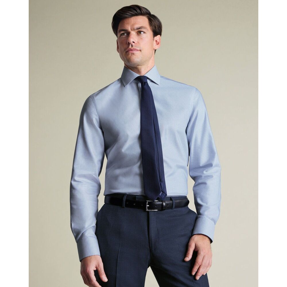 NWT Charles Tyrwhitt Non-Iron Stretch Greenwich Weave Shirt 16.5 / 33 in